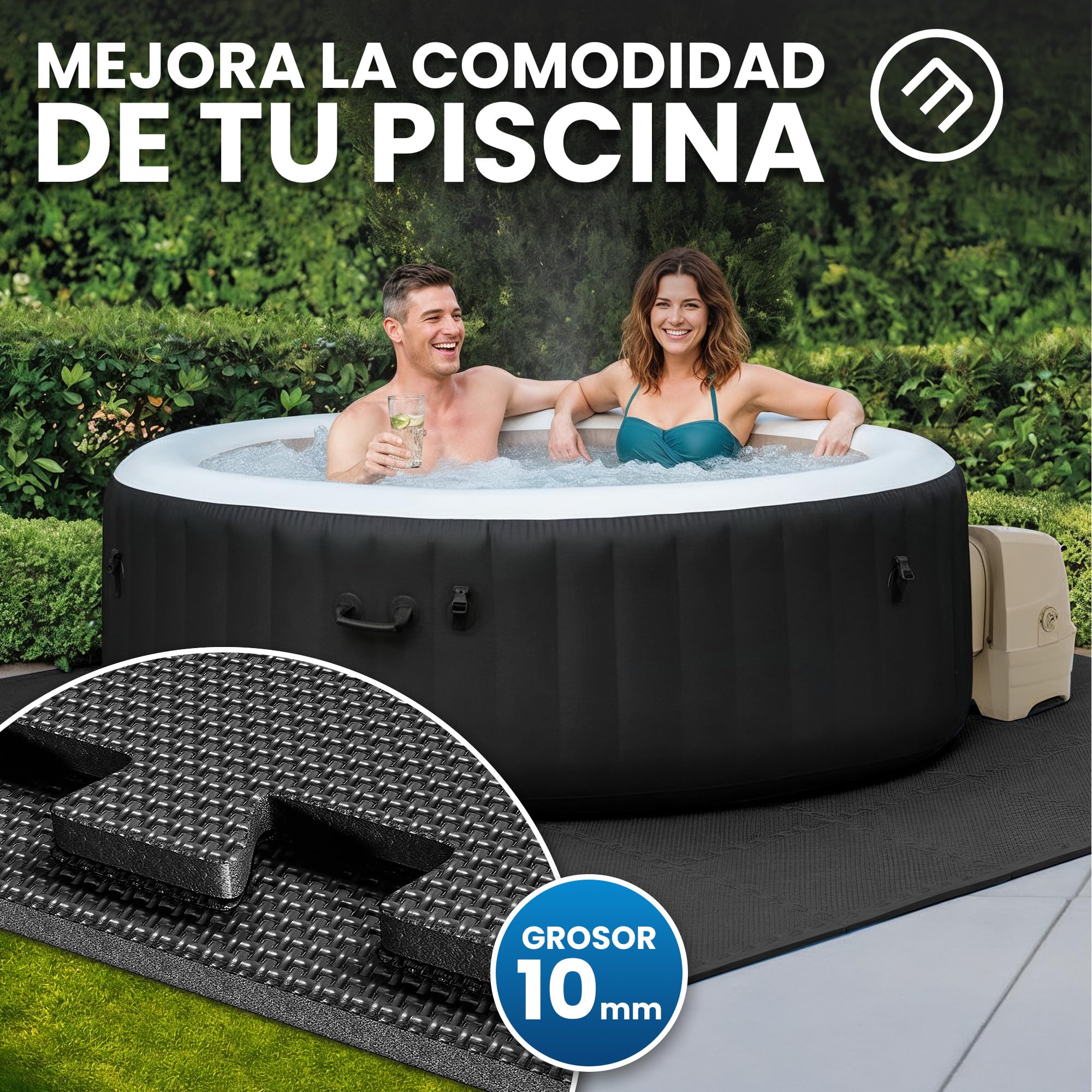 bemaxx Protector Suelo Piscinas Desmontables Esterilla Piscina - Set de 18 Alfombrillas Lona Piscina Tapiz Suelo Goma EVA Base Piscina Alfombra Protectora Puzzle de Suelo para Jacuzzi Piscina Infantil