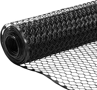 Boen - Plastic Hex Chicken Wire Mesh Temporary Fence Roll (4' x 50' - Black) - Plastic Fence Poultry Netting for Temporary or Semi Permanent Enclosures, Deer Netting Fence, Construction Fencing