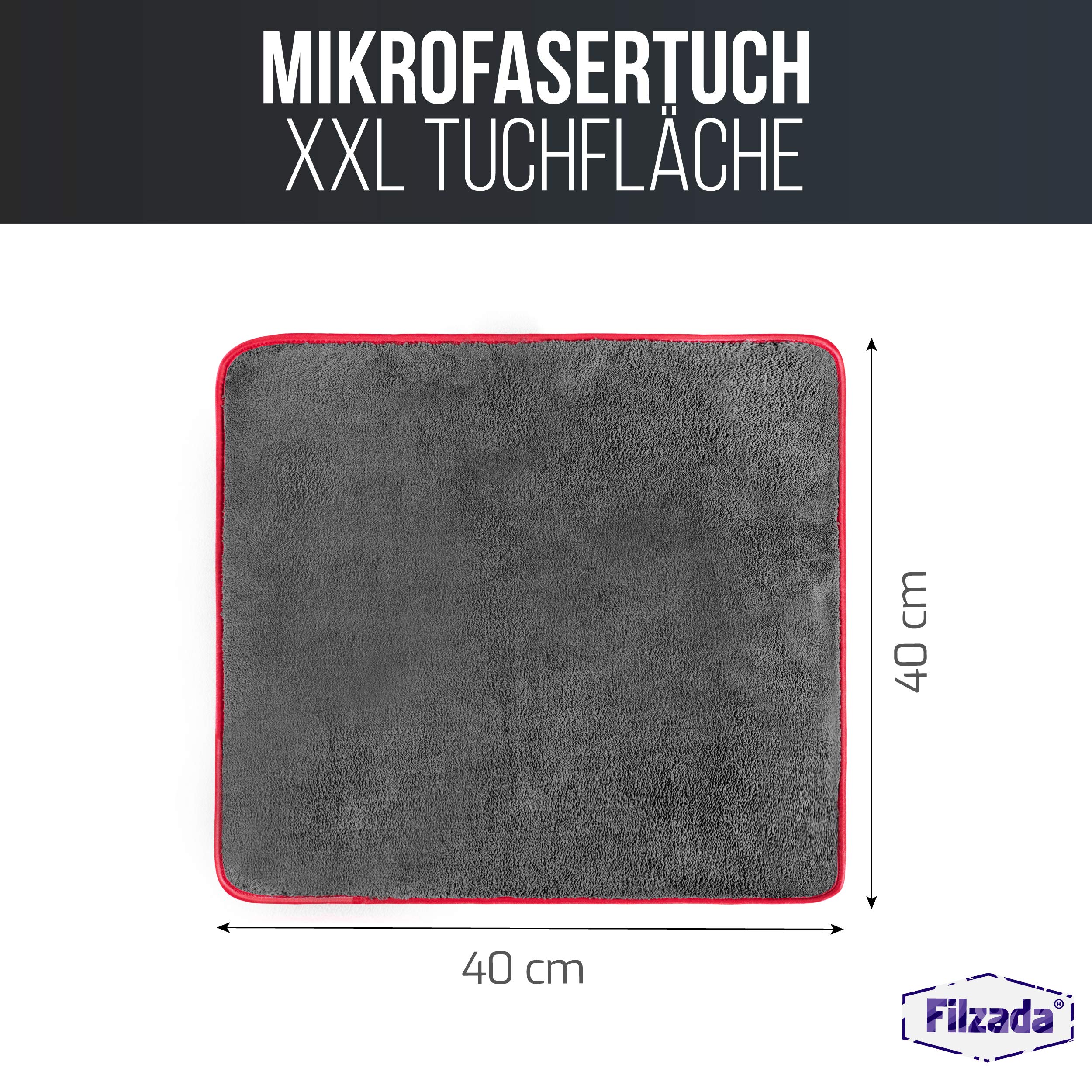 Filzada® 2 Panni Microfibra Auto 40x40 Cm – Per Lucidatura, Pulizia E Asciugatura Anti-Graffio