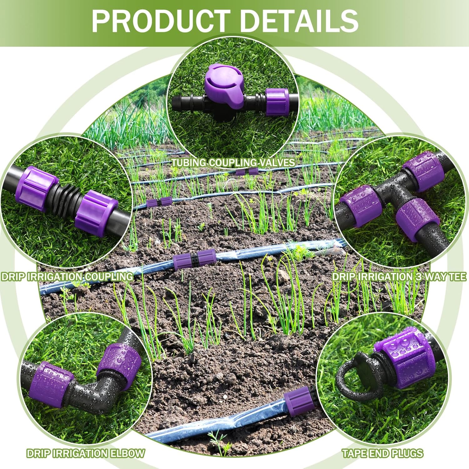 Tondiamo 1000' 5/8 Inch Drip Tape Irrigation Tubing Kit 8 Mil 6" Spacing Garden Hose Watering Tube Line Automatic Equipment for Garden Irrigation System Farms, Landscape, Lawn