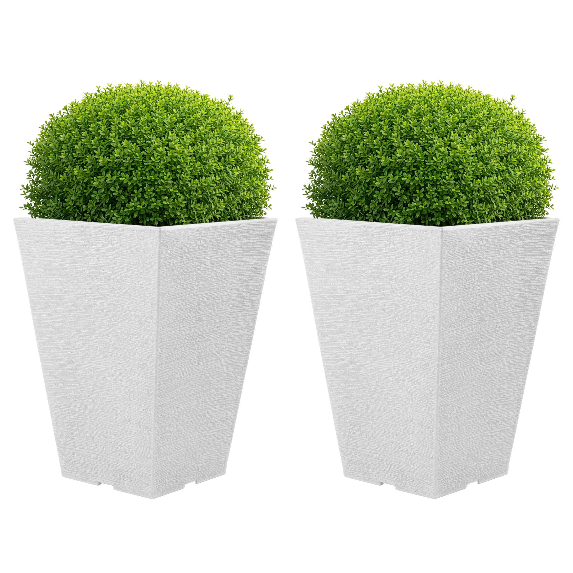 Lot de 2 grands pots de fleurs en plastique blanc Pure Garden pour terrasse et porche
