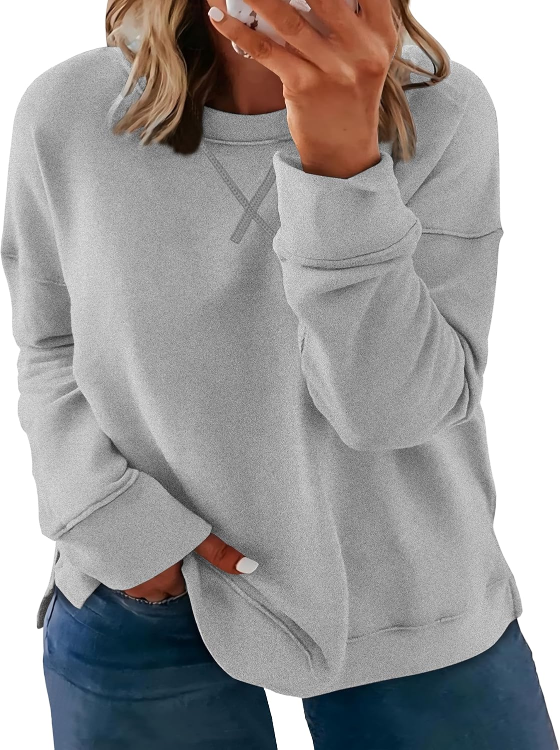 ForHailey Women's Plus Size Casual Crew Neck Sweatshirt Loose Soft Long Sleeve Pullover Tops XL-6XL