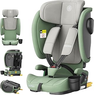 Daliya® JOYMAX i-Size Kindersitz, ISOFIX, Top Tether mit Warnmelder, für Kinder 76-150 cm, ab 15 Monaten, 9-36 kg, Autokindersitz (Grün)