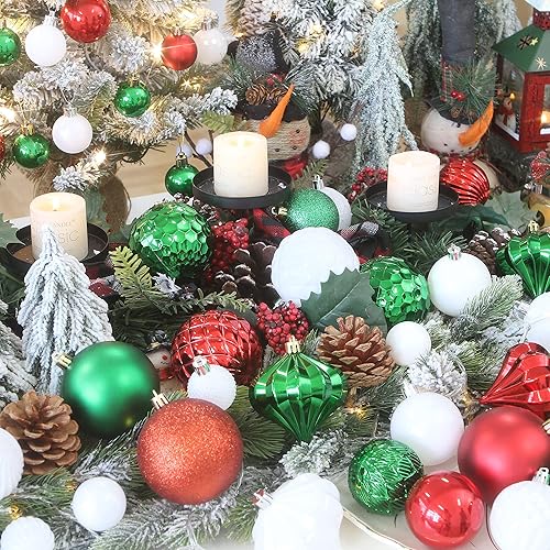 Miniatura 4 de Sea Team - Paquete de 41 esferas navideñas de tamaño mediano de 2.36 pulgadas con cordón para colgar al arbolito, hechas de plástico irrompible,