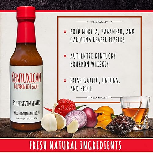 Miniatura 4 de Kentuxican Bourbon - Salsa picante mexicana de primera calidad hecha con auténtico bourbón de Kentucky, Habanero, Carolina Reaper, Chile de Arbol