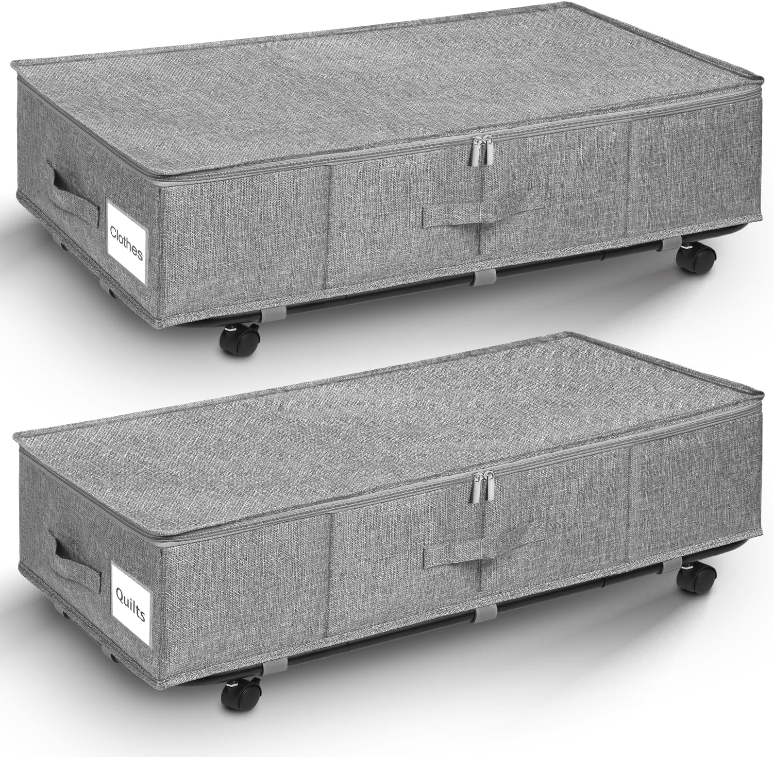 Under Bed Storage With Wheels 2-Pack, 75L XXL Under The Bed Storage Containers Large, 12" Tall - View #3