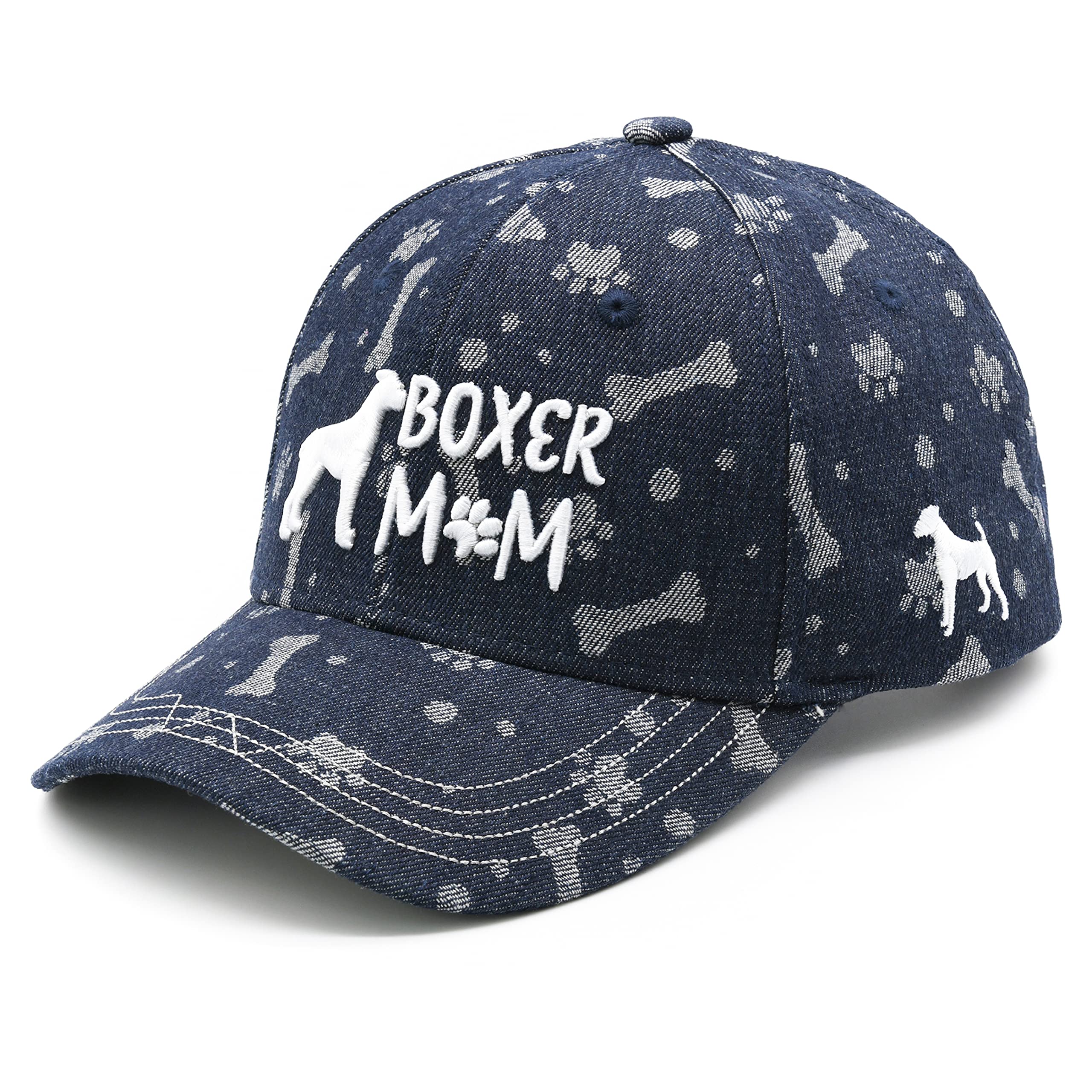 Waldeal Women's Dog Boxer Mom Baseball Caps Vintage Plain Washed Cotton Dad Hats