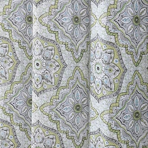 Miniatura 3 de Cortinas de ducha de tela para baño (diseño de medallón salvia, gris, azul y blanco)