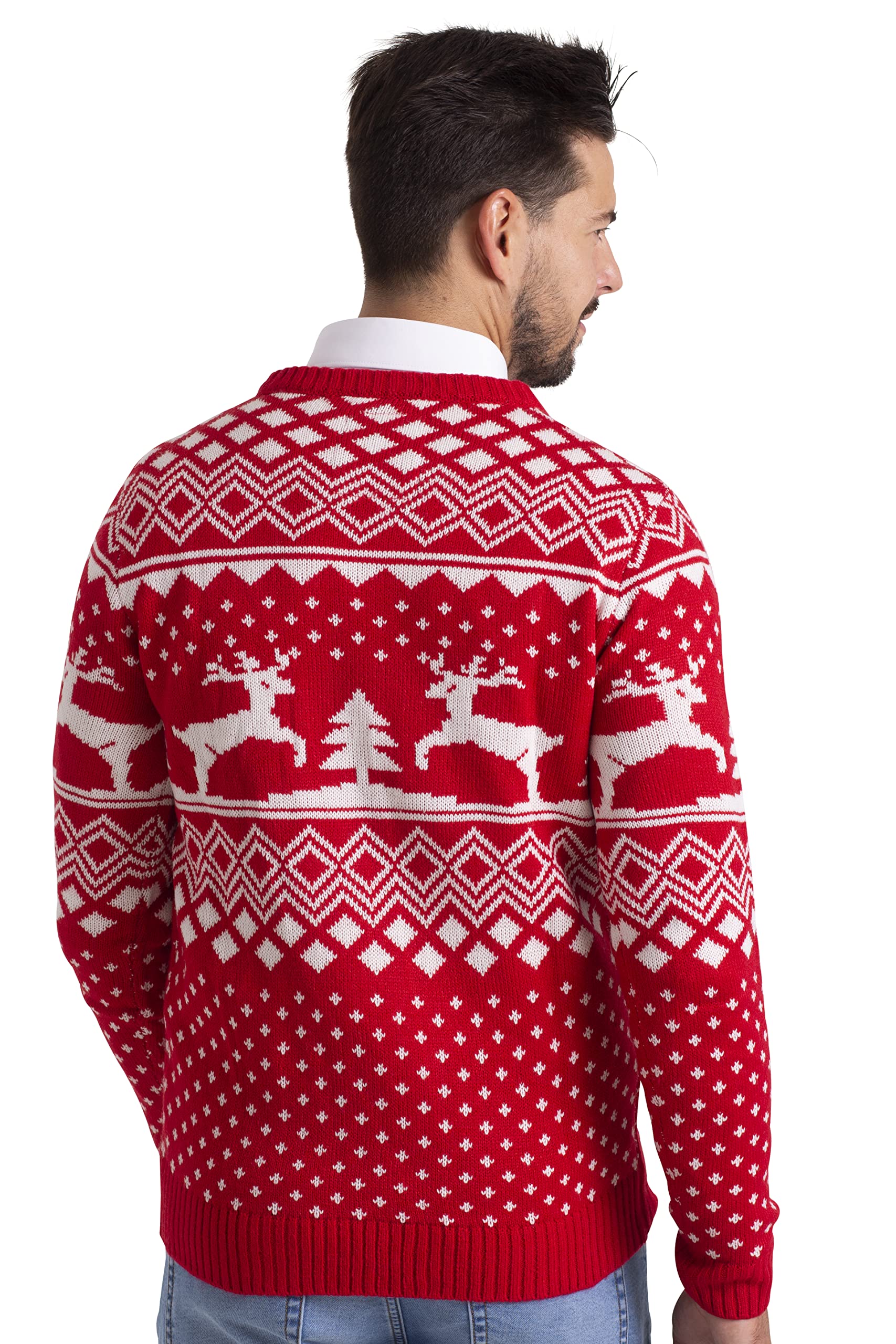 BlauerHafen Herren Weihnachts Jumper Ugly Rentier Strickpullover Winter Jumper Rundhals Langarm Xmas Christmas Sweater Größen S–XXL
