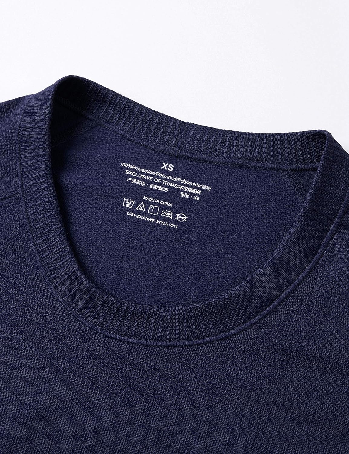 CRZ YOGA Women's Seamless Athletic Long Sleeves Sports Running Shirt Breathable Gym Workout Top Navy-Slim Fit Large - Image 5