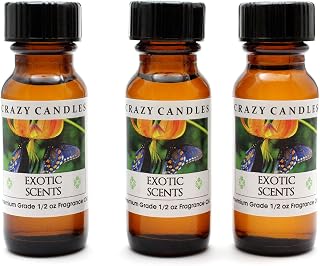 Crazy Candles Exotic Scents Au (Blend of Yuzu, Pomegranate, Blossoms of Peony) 3 Bottles 1/2 Fl Oz Each (15ml) Premium Grade Scented Fragrance Oil