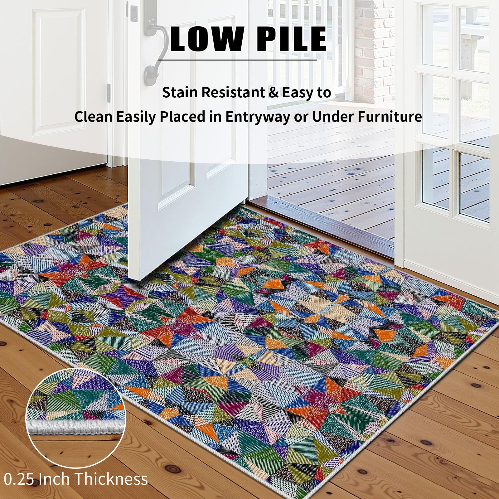 Bunt Abstrakte Teppich Wohnzimmer | Geometrisch Modern Teppich Groß 200x290 cm, Mehrfarbig Aesthetic Teppiche für Esszimmer, Schlafzimmer Bettvorleger Kurzflor