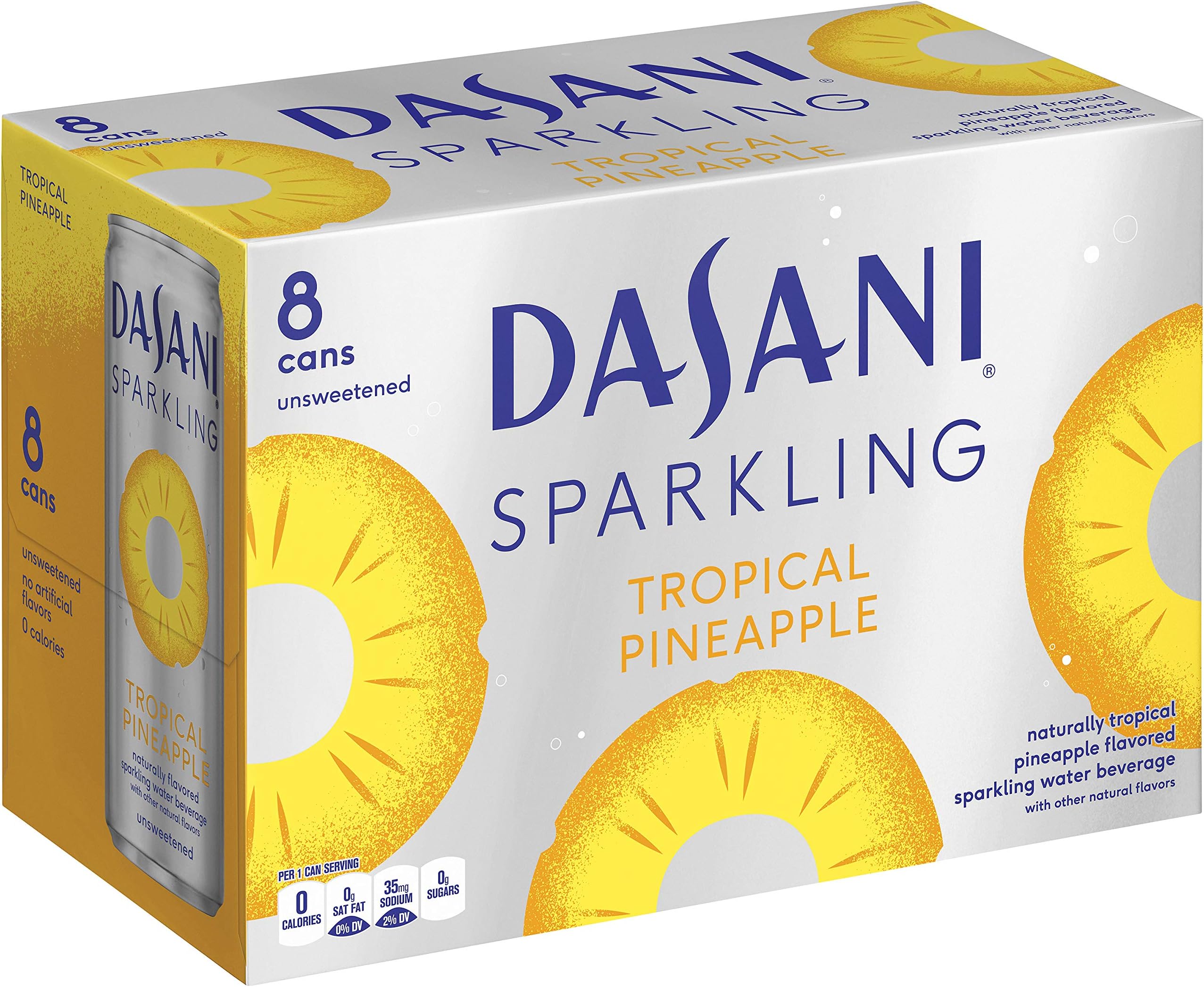 DASANI Sparkling, Tropical Pineapple, 12 fl oz, 8 Pack