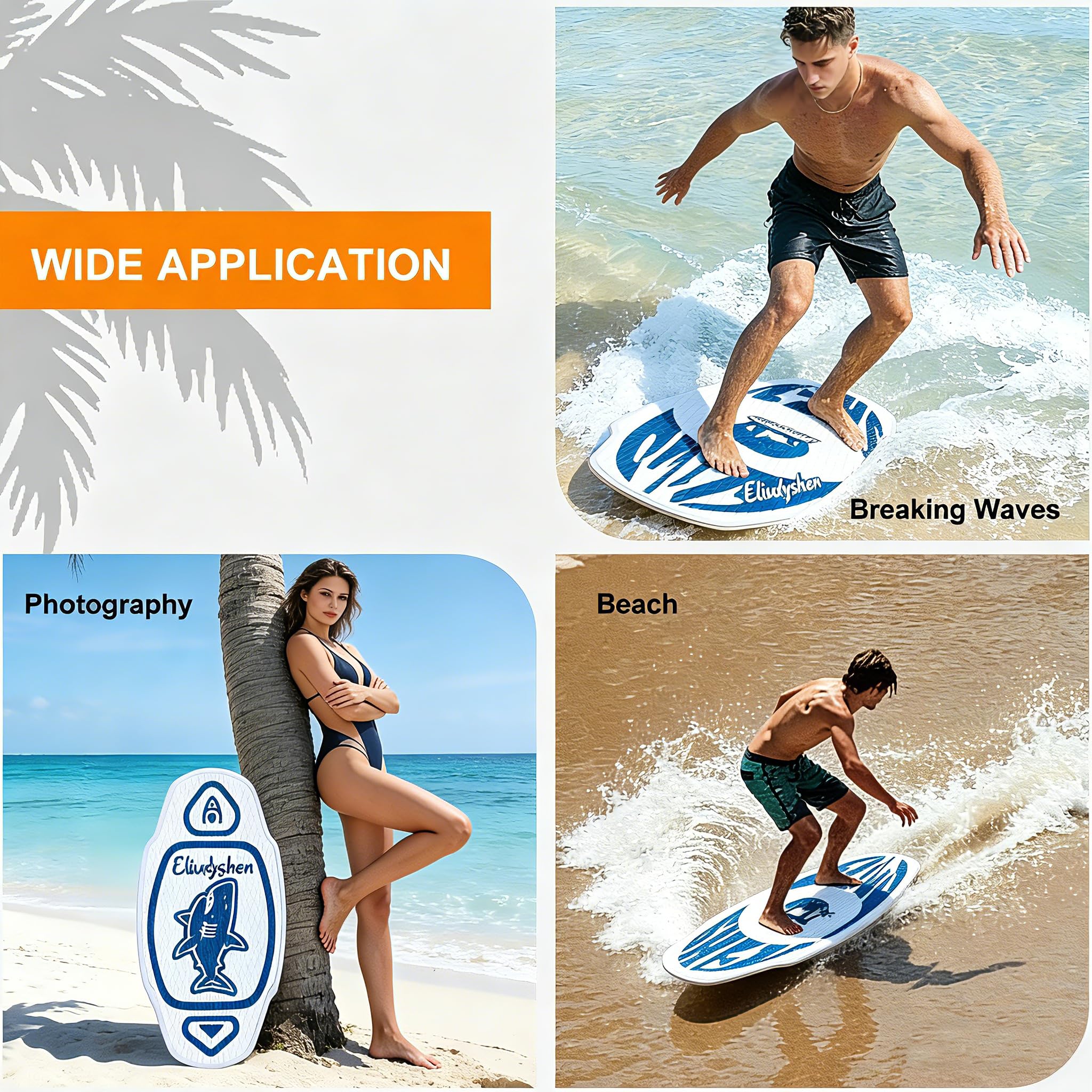 Skimboard - Tabla de madera de 35 pulgadas para niños y adultos, con capa de alto brillo para skimboards de playa, para principiantes a intermedios
