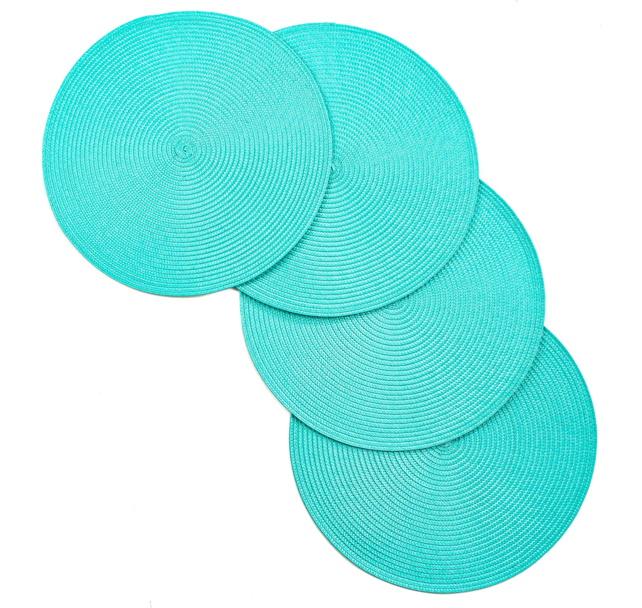 Vienna Woven Spiral Table Placemats 15 Inches Round Set of 4 Non-Slip Dining