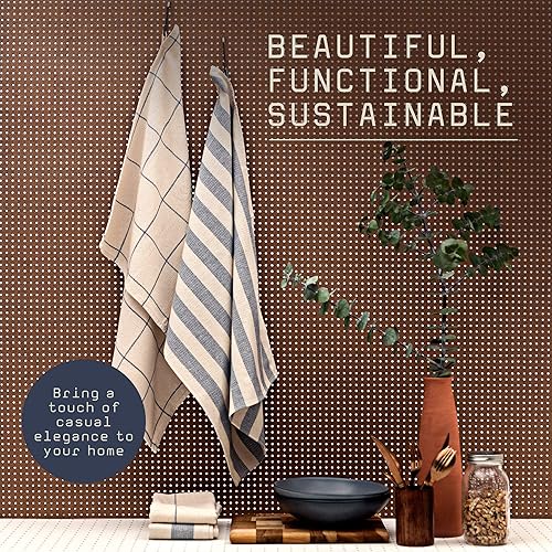 Miniatura 2 de MEEMA Toallas de cocina y paños de cocina, algodón reciclado ecológico, juego de 8, grandes, 20 x 28 pulgadas, tejido súper absorbente, toallas de