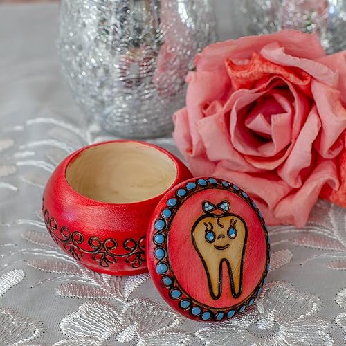 Miniatura 2 de Caja de dientes de hadas pulida hecha a mano redonda de madera para dientes y rizos de niña, caja de recuerdos de primer diente