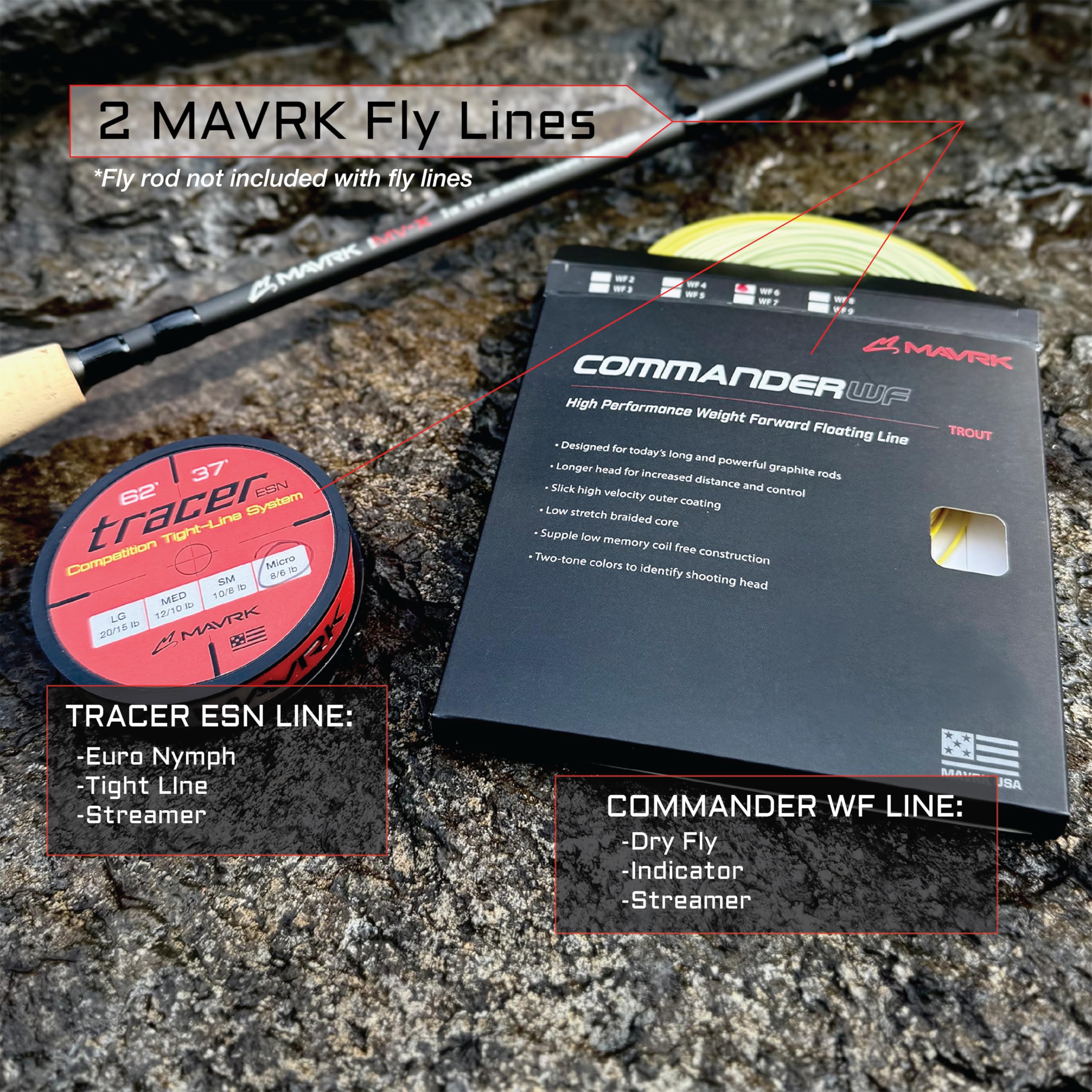 Mavrk USA Fly Fishing Line | Euro Nymph & Floating Lines | Level ESN Mono & Weight Forward Designs | High Visibility, Low Stretch, Freshwater Trout