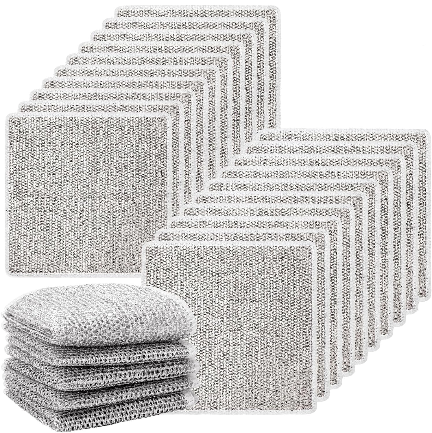 LLHaovdxas20 Pcs Wire Dishwashing Rags, Multipurpose Wire Dishwashing Rags for Wet and Dry, Smart Scrubs Cleaning Cloth Reusable Clean Dishcloth for Washing Up Dishwashing Kitchen Towels Rag