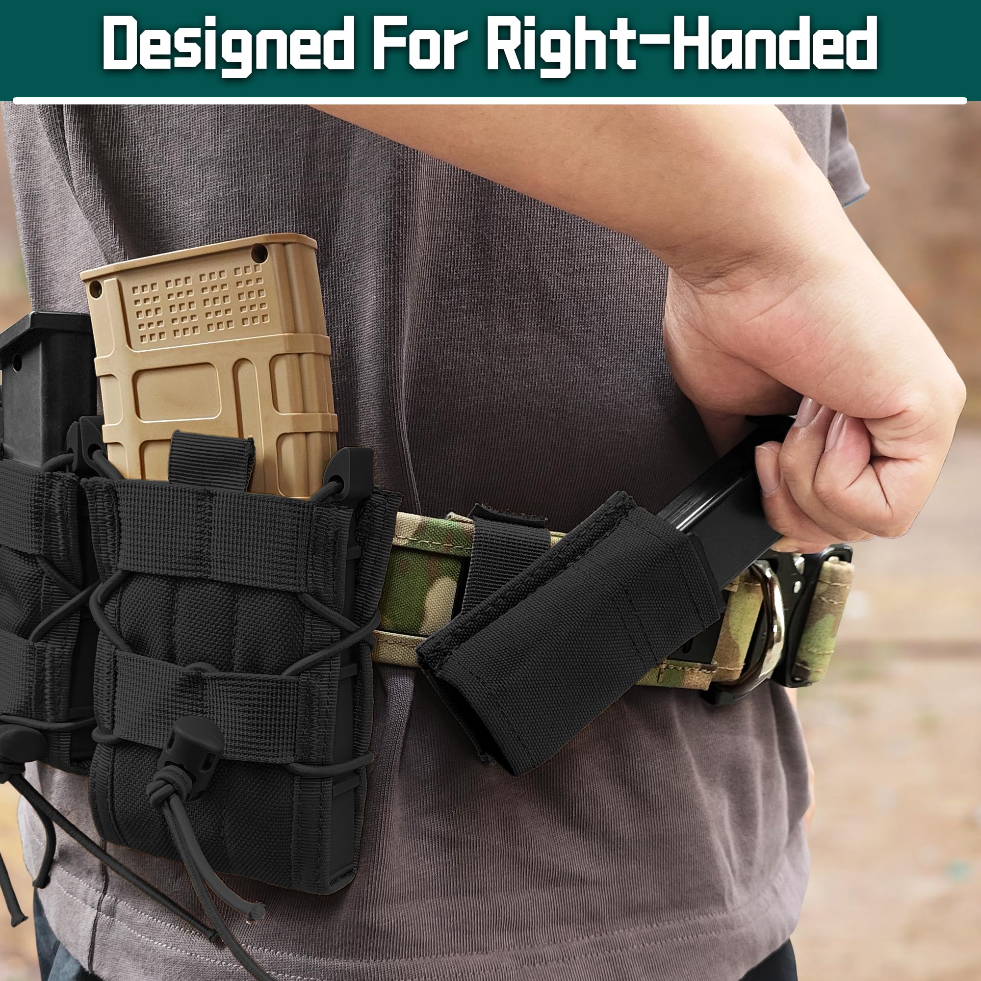 Dlaeey 2 Pack 40º Angled Right-Handed Pistol Magazine Pouch, MOLLE Handgun Mag Holder with Quick Release Insert for Easy Access, Universal Mags Holster for 9mm/.40 Cal/ 45Acp S&W/Sig (Black)