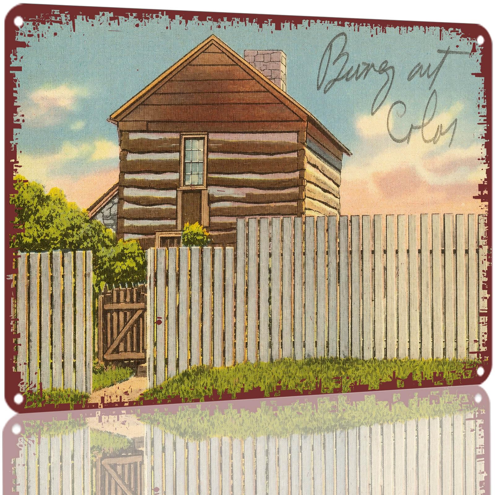 Kwqdozf As Pic Vintage Log Cabin Decorative Metal Tin Sign 8X12 Inch Rustic Country Wall A
