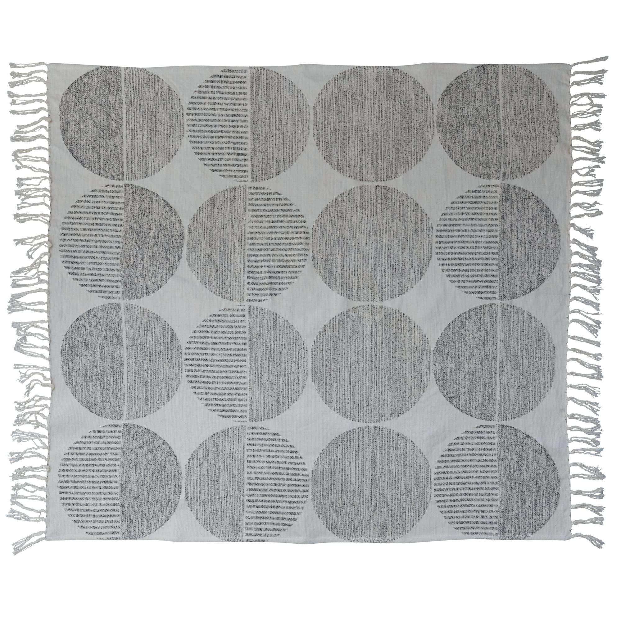 Couverture Jacquard en coton tissé Bloomingville gris et crème 152x127 cm pour canapé