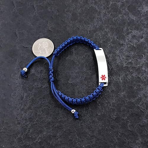 Miniatura 3 de Uloveido Pulsera de identificación de alerta médica grabada con láser, pulsera ajustable para hombres y mujeres, primeros auxilios de emergencia,
