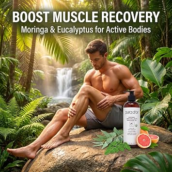 PURA DOR 16 Oz Organic Anti-Cellulite Massage Oil for Toned Legs and Butt - Lemon Peel, Moringa, Grape Seed, Grapefruit & Eucalyptus Oils - Skin Firming & Tightening