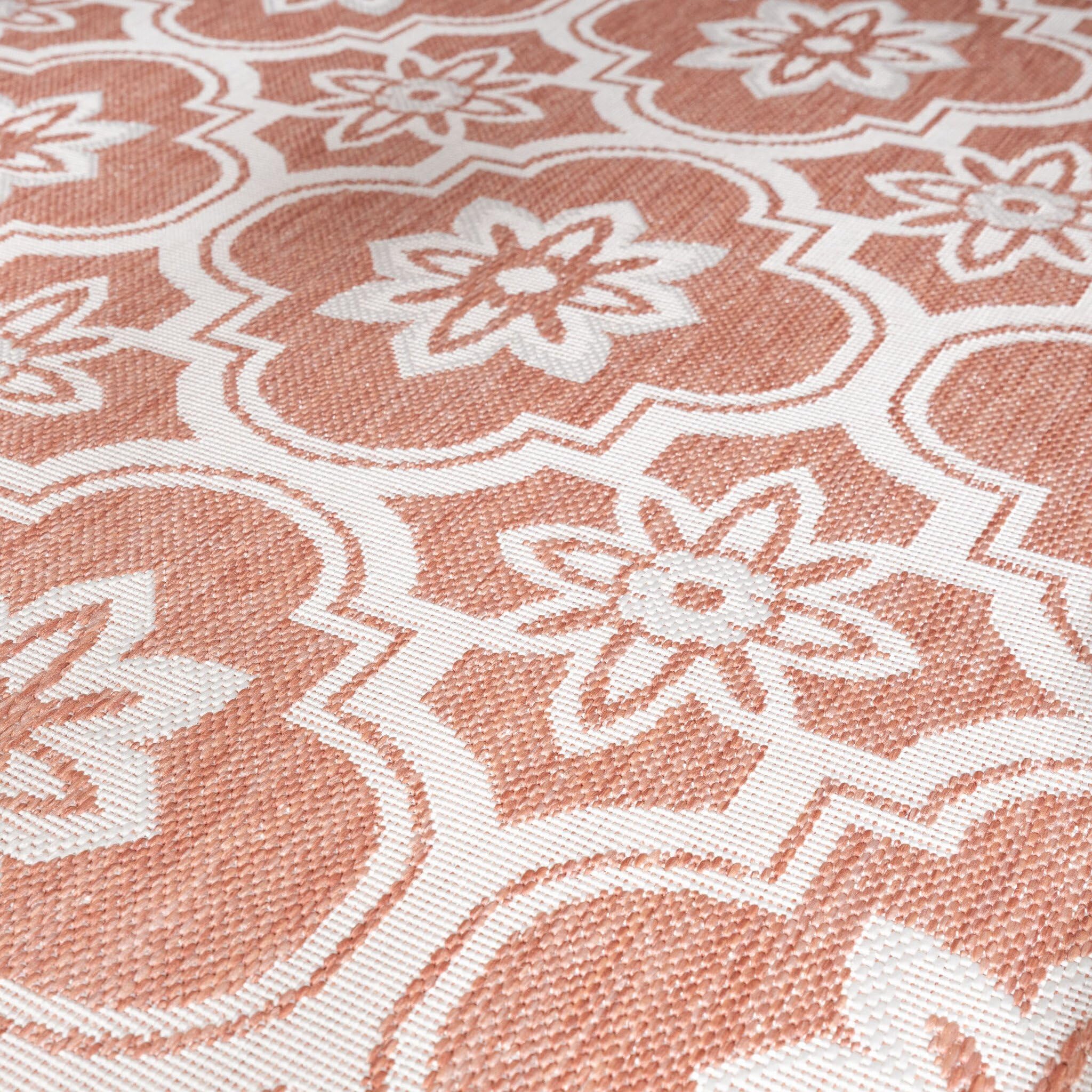 FRAAI | Home & Living Tapis d’extérieur – Rio Flower Rose - 120x170cm - Tapis Exterieur Resistant Pluie - Rectangulaire - Terrasse, Jardin, Balcon