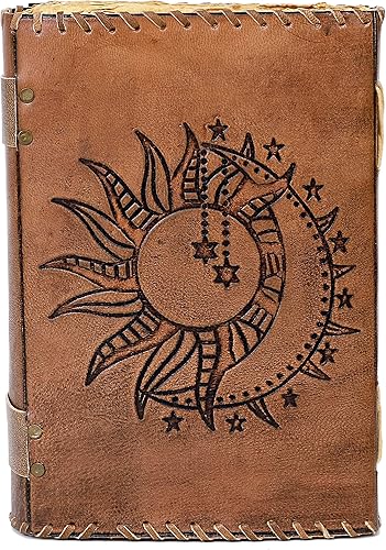 Miniatura 4 de Sun & Moon - Diario en relieve, 220 páginas hechas a mano con borde deckle borde, diario vintage, diario de sol y luna, cuaderno de bocetos de