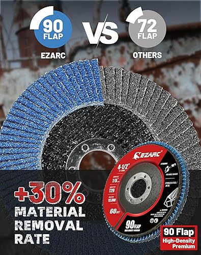 Miniatura 52 de EZARC Discos de aleta de grano 40, disco de lijado de alta densidad de 4.5 x 7/8 pulgadas tipo 29 para lijar, eliminación de óxido, acabado