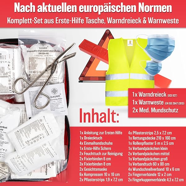 Besuche den HELDENWERK- HELDENWERK KFZ Kombitasche (3 in 1) nach aktueller Norm 2026 - Inkl. Warndreieck, Warnweste - Verbandskasten Warndreieck Set Verbandskasten Auto DIN 13164:2022 (StVO konform) in use