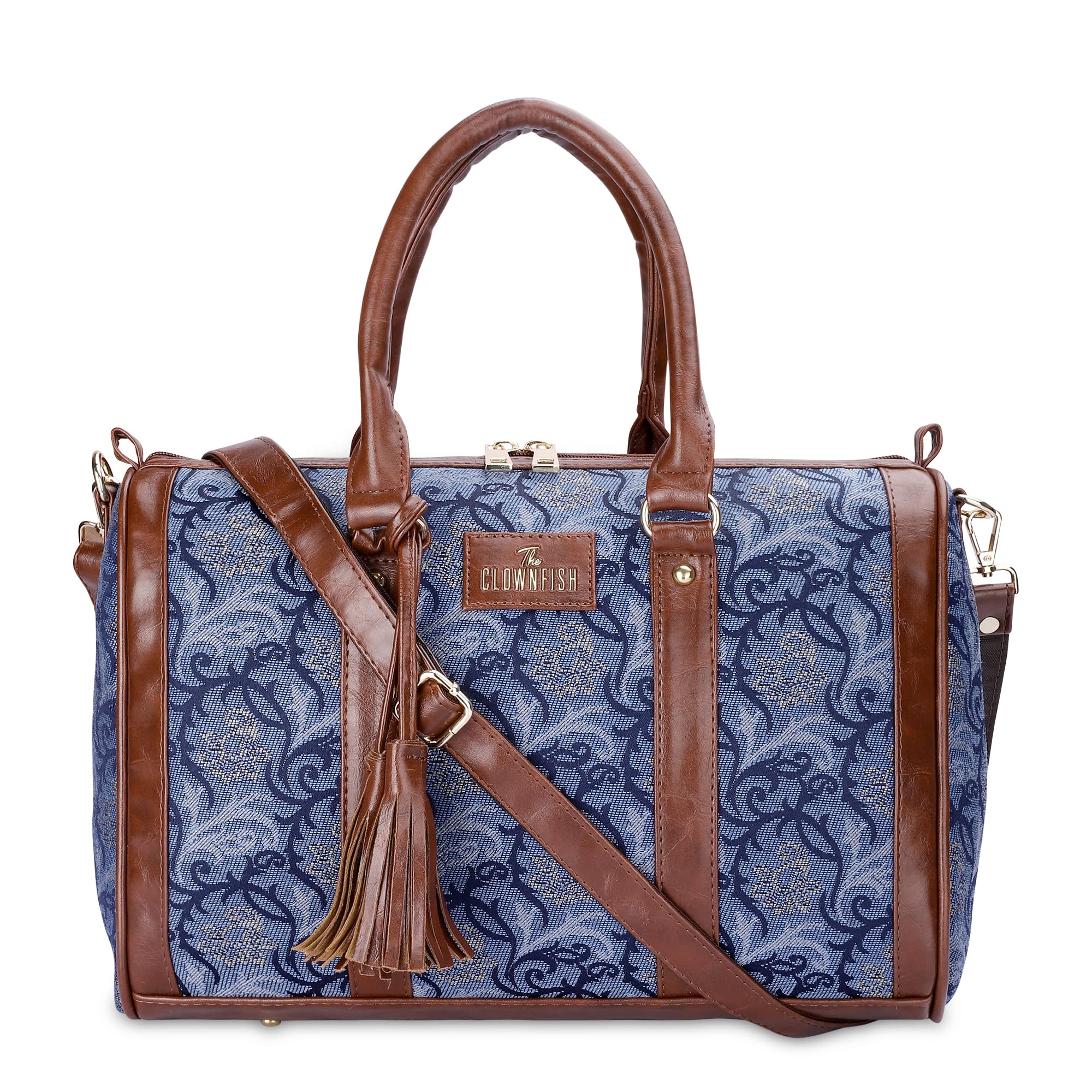 THE CLOWNFISH Lorna Tapestry Fabric & Faux Leather Handbag Sling Bag for Women Office Bag Ladies Shoulder Bag Tote For Women College Girls (Blue-Floral) (B0BL19B1VF) Amazon Price History, Amazon Price Tracker