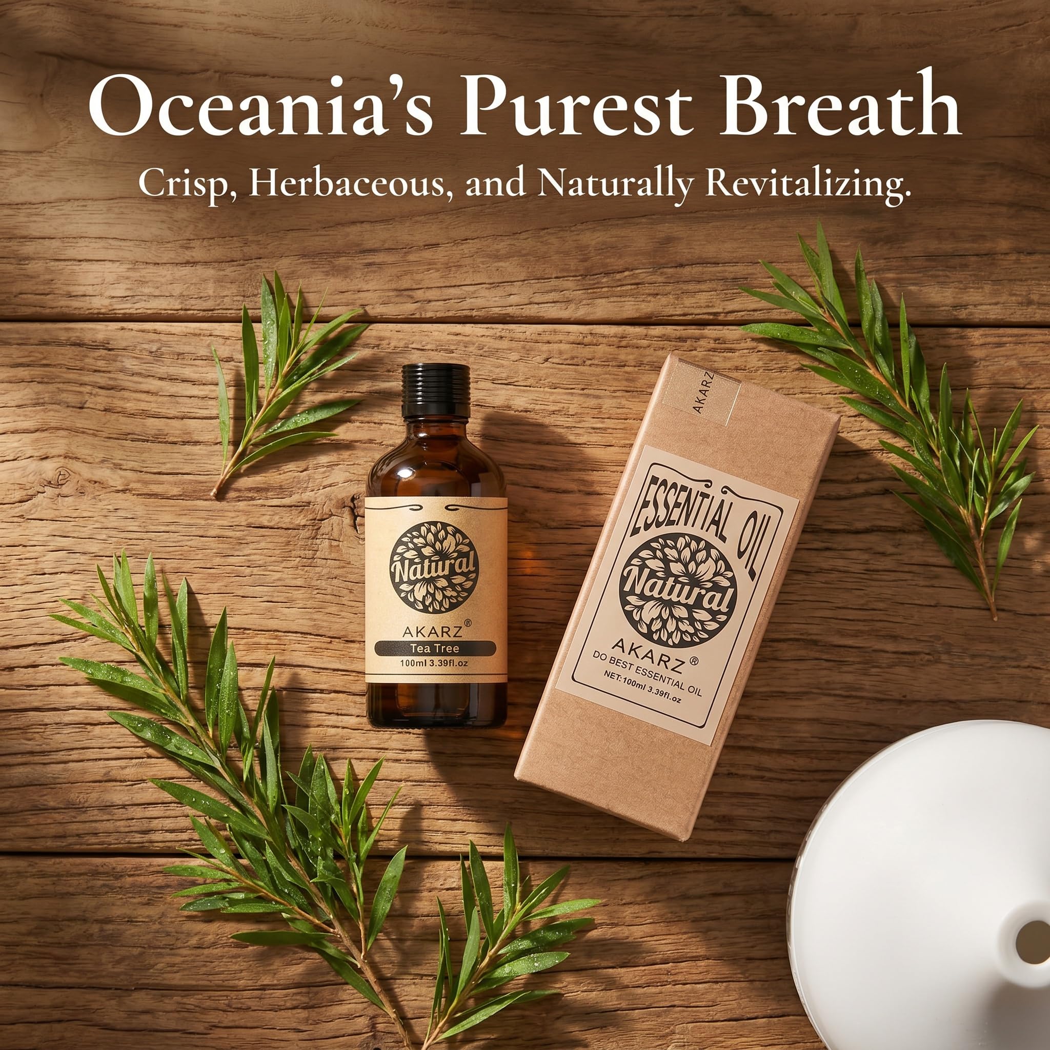 AKARZ 100ml Olejek esencjny z Melaleuca - Naturalny olejek aromatyczny do dyfuzorów, lamp aromatycznych i aromatów pomieszczeń