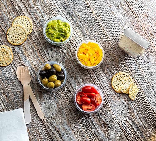 Miniatura 3 de Elegant Disposables Paquete de 20 recipientes transparentes con tapa giratoria transparente con tapas de rosca transparentes para almacenamiento de