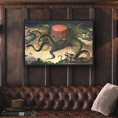 Miniatura 2 de La ilustración muestra un tanque de almacenamiento de petróleo estándar como un pulpo con muchos tentáculos envueltos alrededor de las industrias de