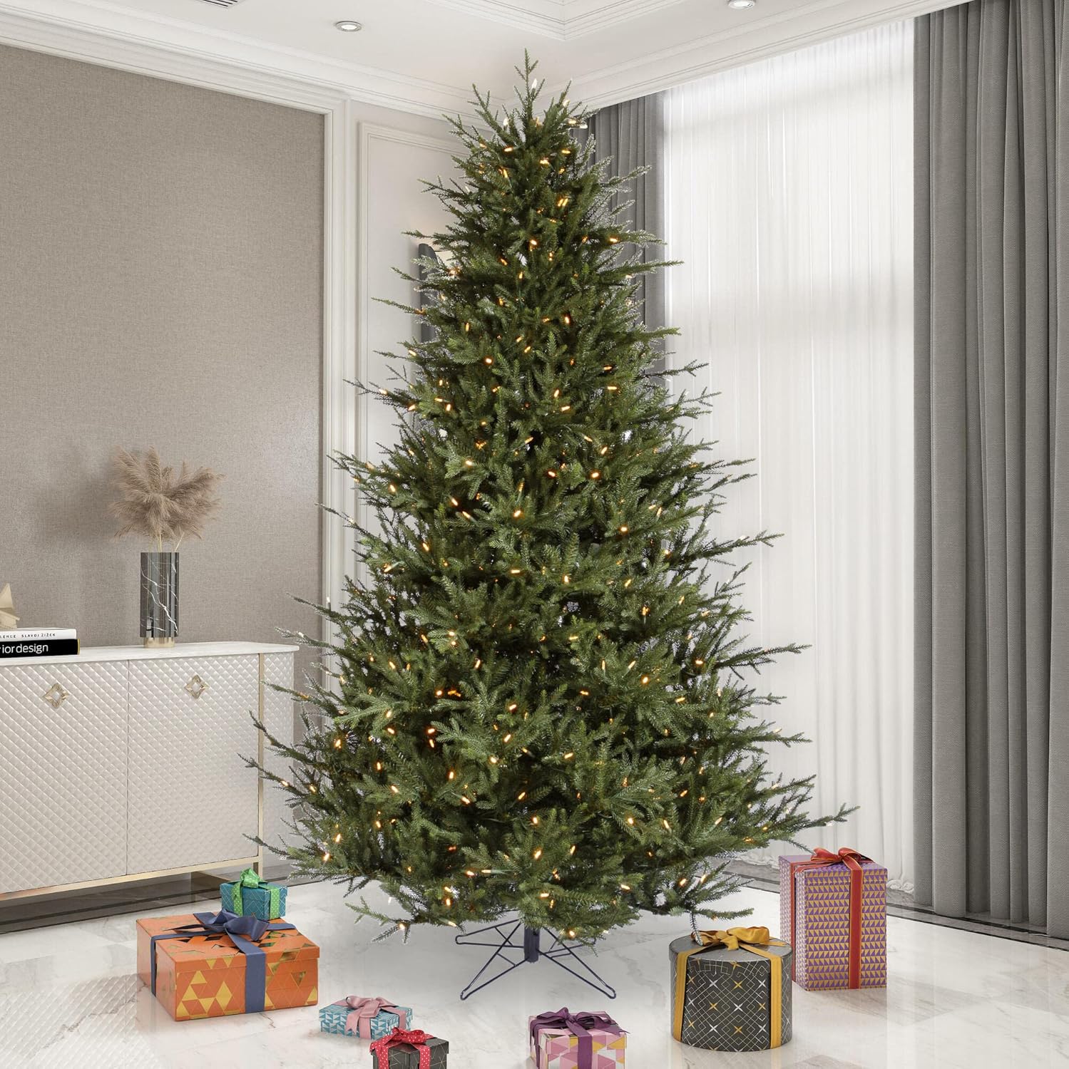 Vickerman 8.5' Itasca Fraser Artificial Christmas Tree, Warm White LED Dura-lit Lights - Lifelike Indoor Seasonal Home Decor - Maintenance Free Faux Fraser Christmas Tree