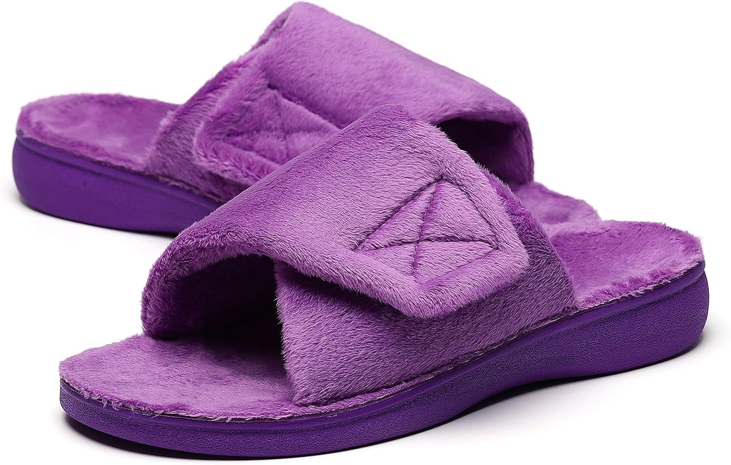 SOLLBEAM Women's Plantar Fasciitis Fuzzy House Orthopedic Adjustable Slippers With Arch Support Orthotic Heel Cup Sandals For Ladies