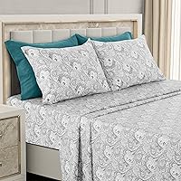Vista 29 de LDC LUX Décor Colección - Juego de sábanas para cama de tamaño individual con estampado de cachemira – 4 piezas de sábanas de microfibra ultra