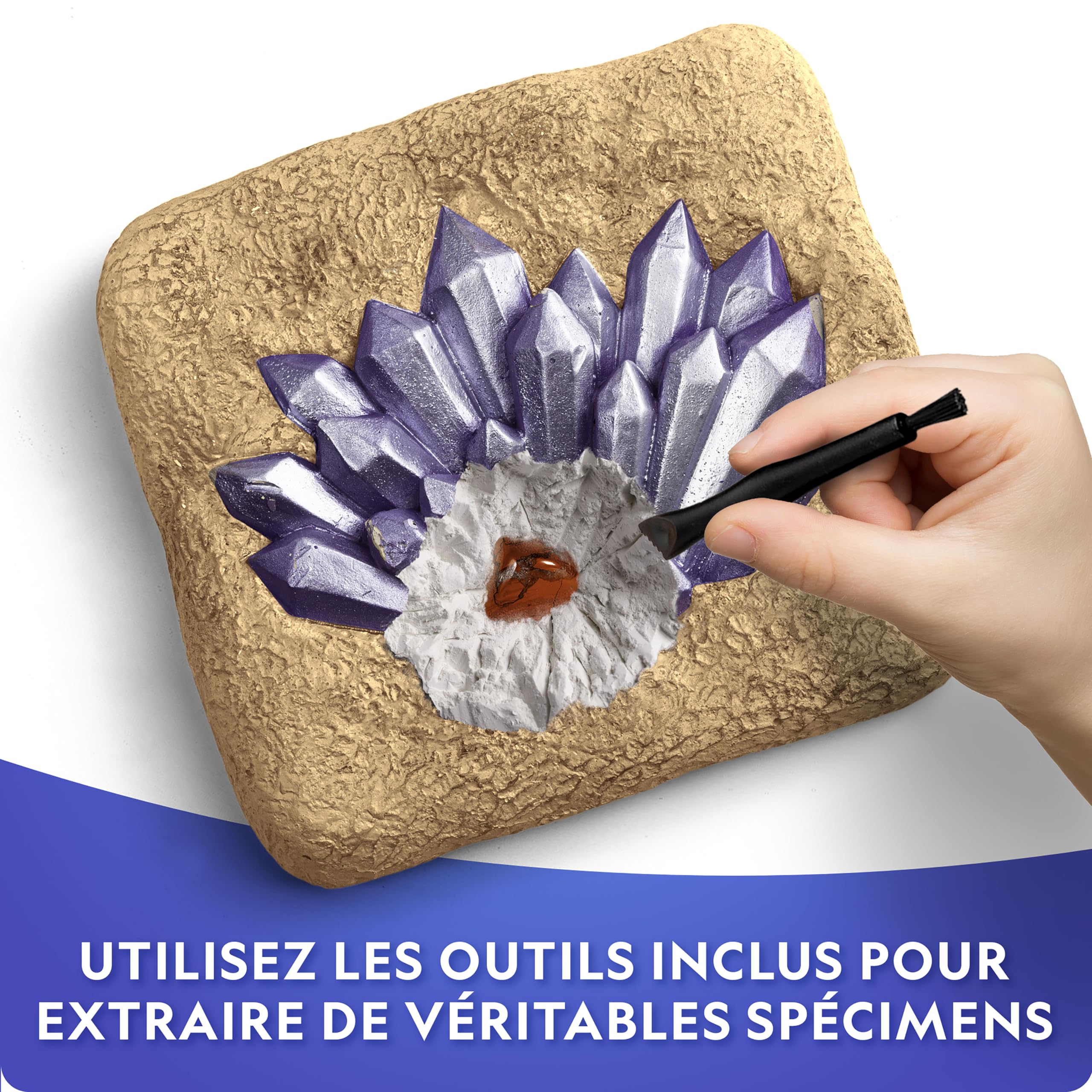 National Geographic Mega Kit d’Excavation de Gemmes – Kit de Fouille de Cristaux et Pierres Précieuses, Jeu Éducatif pour Enfants, Cadeau pour Filles et Garçons, Collection de Minéraux