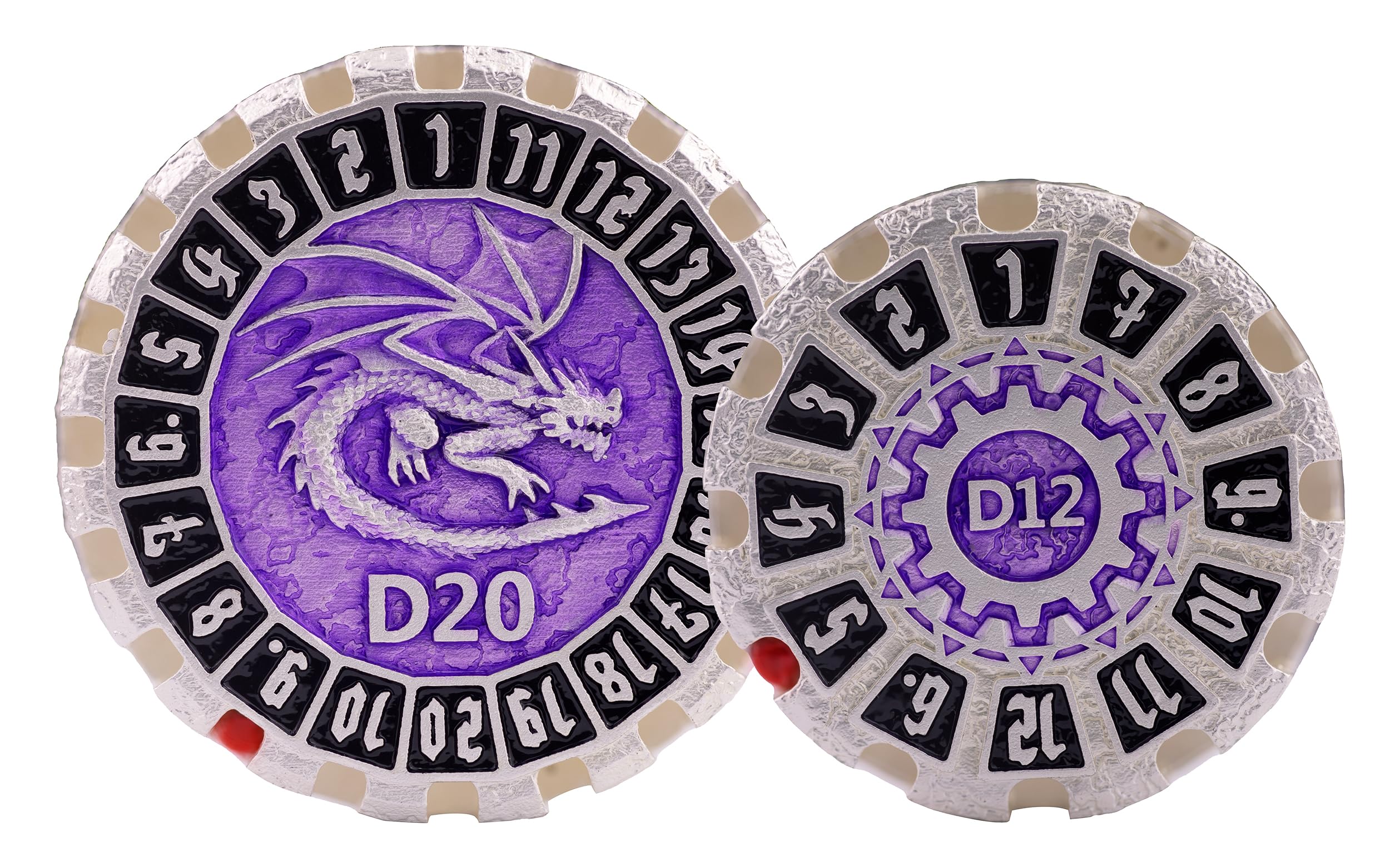 Jeu de dés DND en métal – Jeu de dés DND en métal – Jeu de dés polyédriques en métal – Jeu de 7 dés polyédriques avec coffret cadeau pour jeux de table D&D PRG (dés rotatifs, noir argenté)