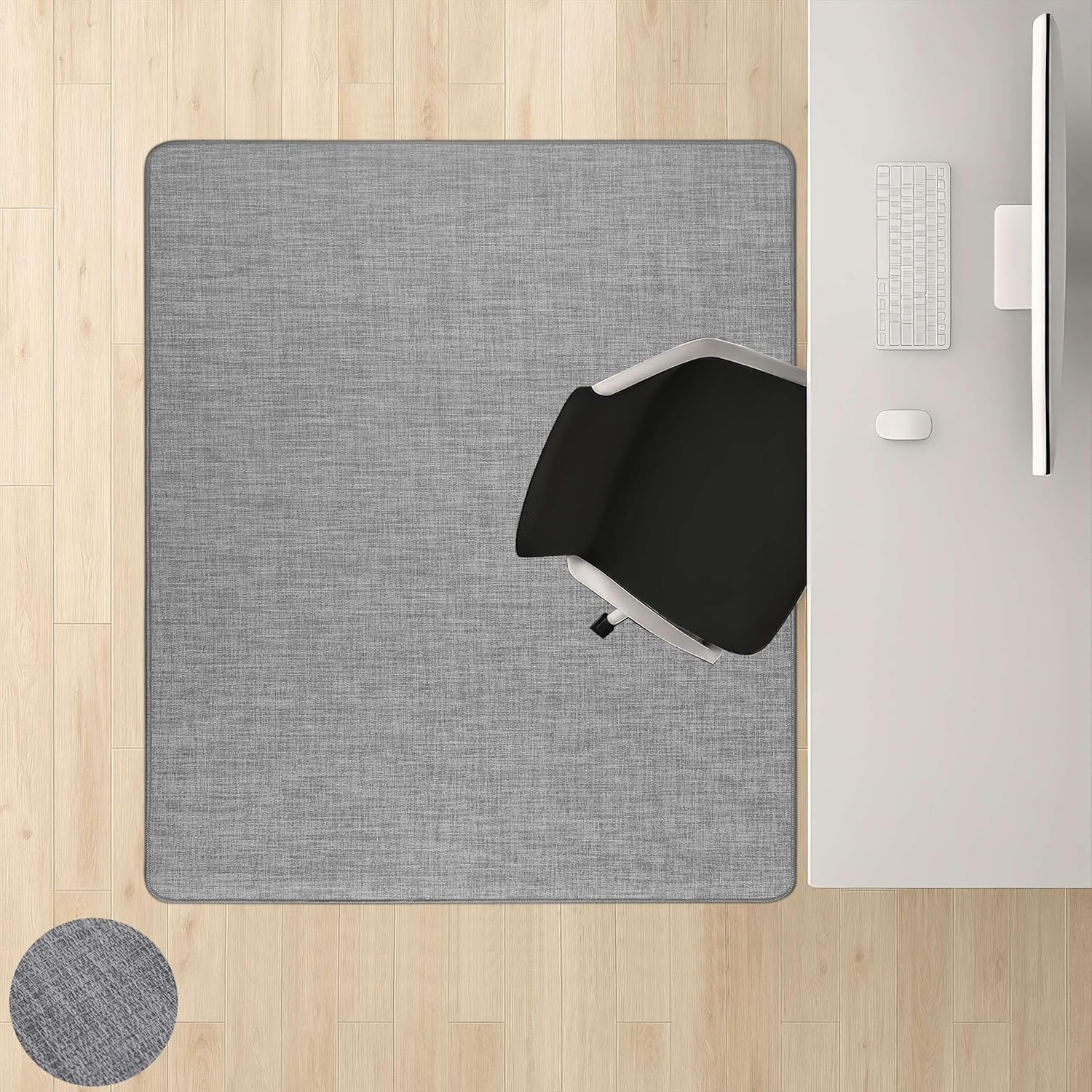 Office Chair Mat for Hardwood Floors,Thick Rubber Mat – Heavy Duty Anti-Slip Protection for Rolling Chairs, Home Office Desk Rug (Dark Grey, 45"×53")