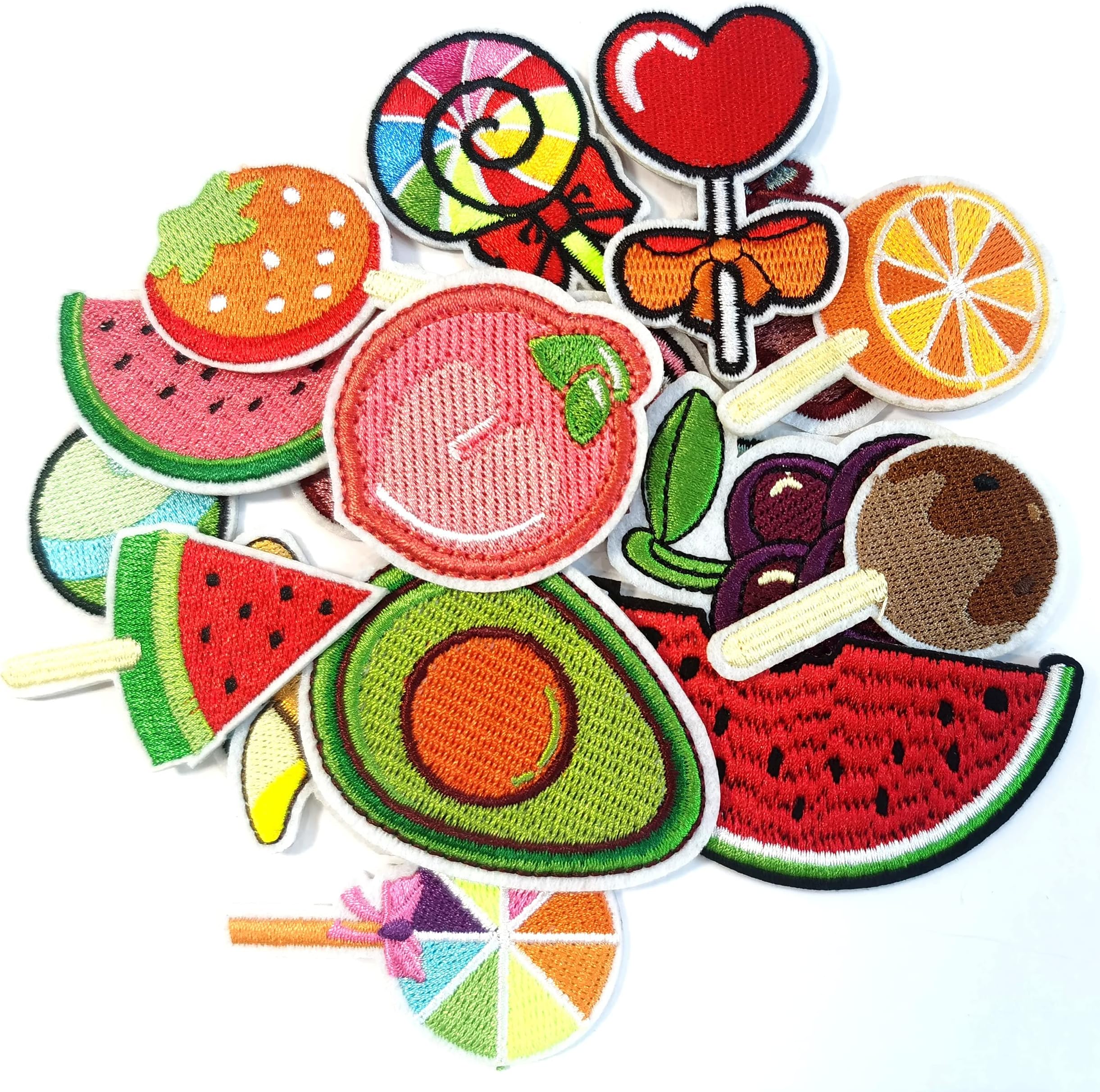 17piecs of Kids Fruits Embroidered Patches-Iron on Patches of Embroidery Patches-Assorted DIY Sew on Applique Truck Patches-Cute Patches for Boys Girls-Decorative Patches