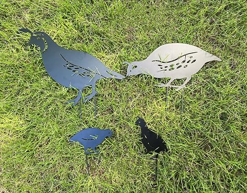 Miniatura 7 de Estacas de metal decorativas de codorniz para jardín, silueta de codorniz negra, estatuas de jardín para patio, césped, patio, decoración de jardín,