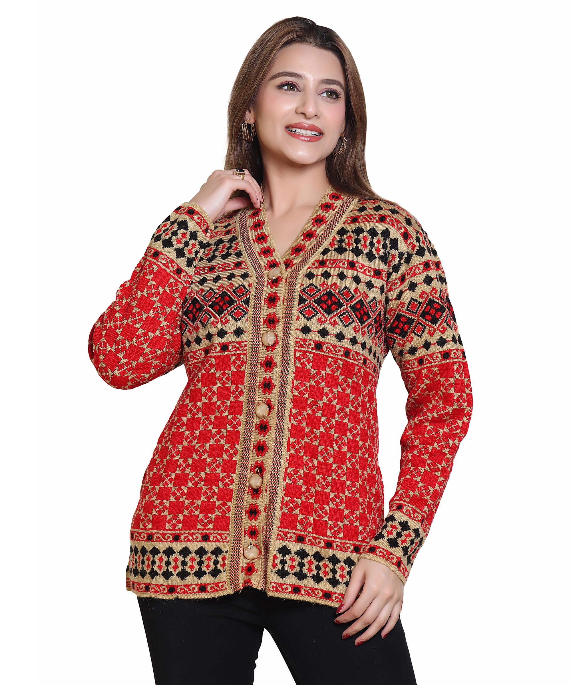 grand line Winter WEAR Acrylic Lady Cardigan/Sweater for Women for Casual and Evening OUTINGS with Multicolored Design-picture-40