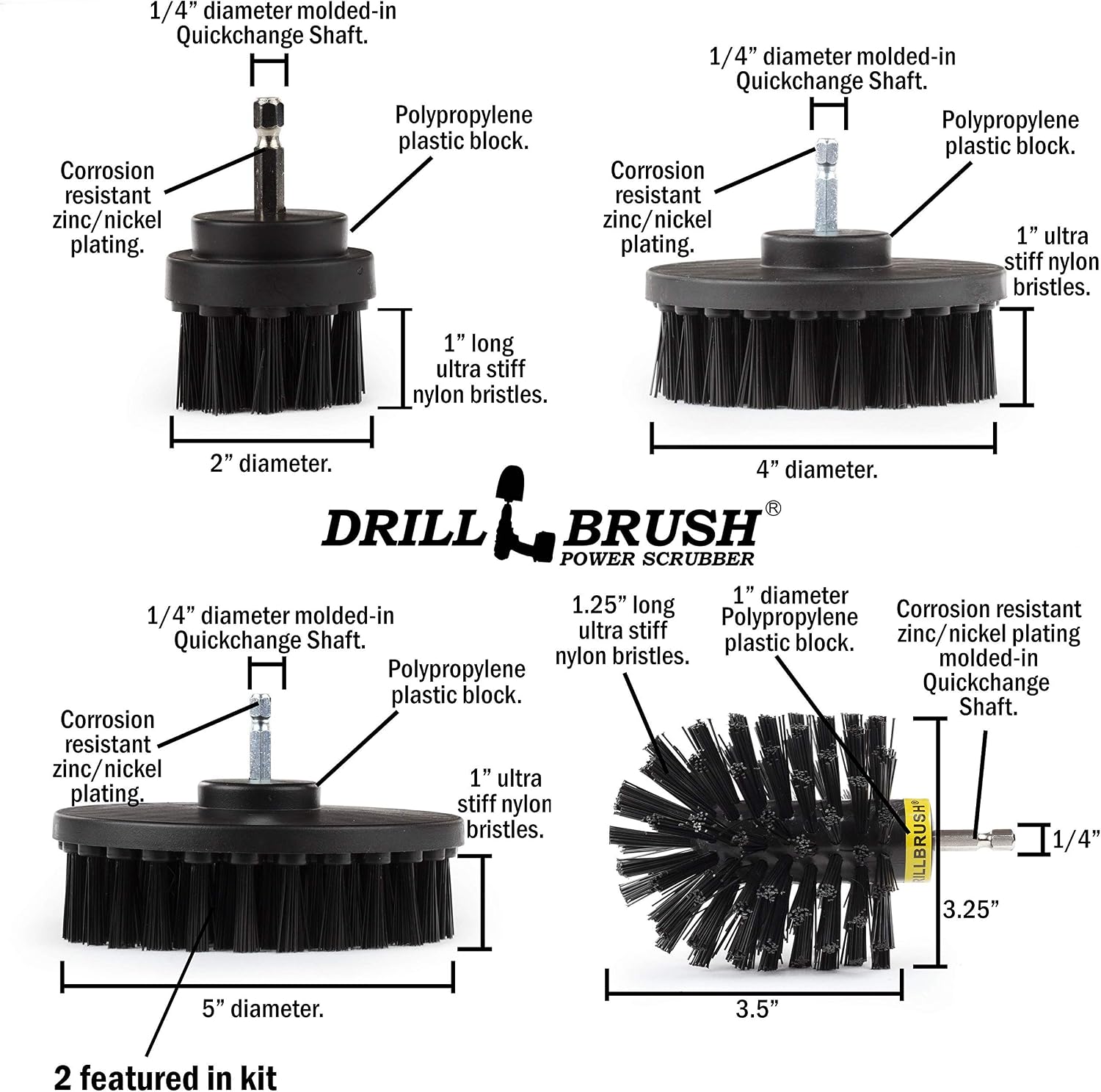 BBQ Accessories - Grill Brush - Grill Tools - Ultra Stiff Drill Brush Attachment Kit - Grill Scraper - Wire Brush Alternative - Grill Cleaner - Rust Remover - BBQ Brush - Graffiti Remover - BBQ Tools