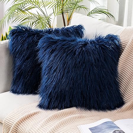 blue fluffy pillow