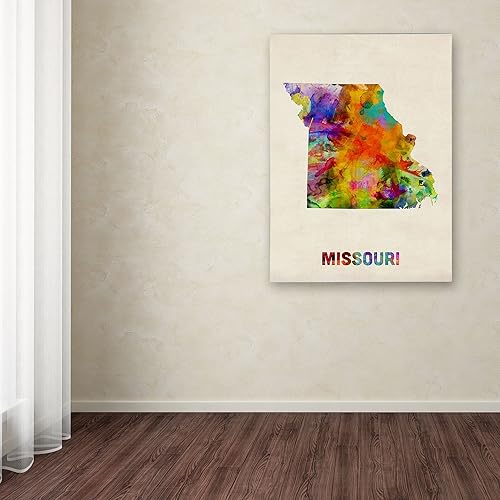 Miniatura 3 de Trademark Fine Art Mapa de Missouri por Michael Tompsett - Lienzo decorativo para pared, 14 x 19 pulgadas