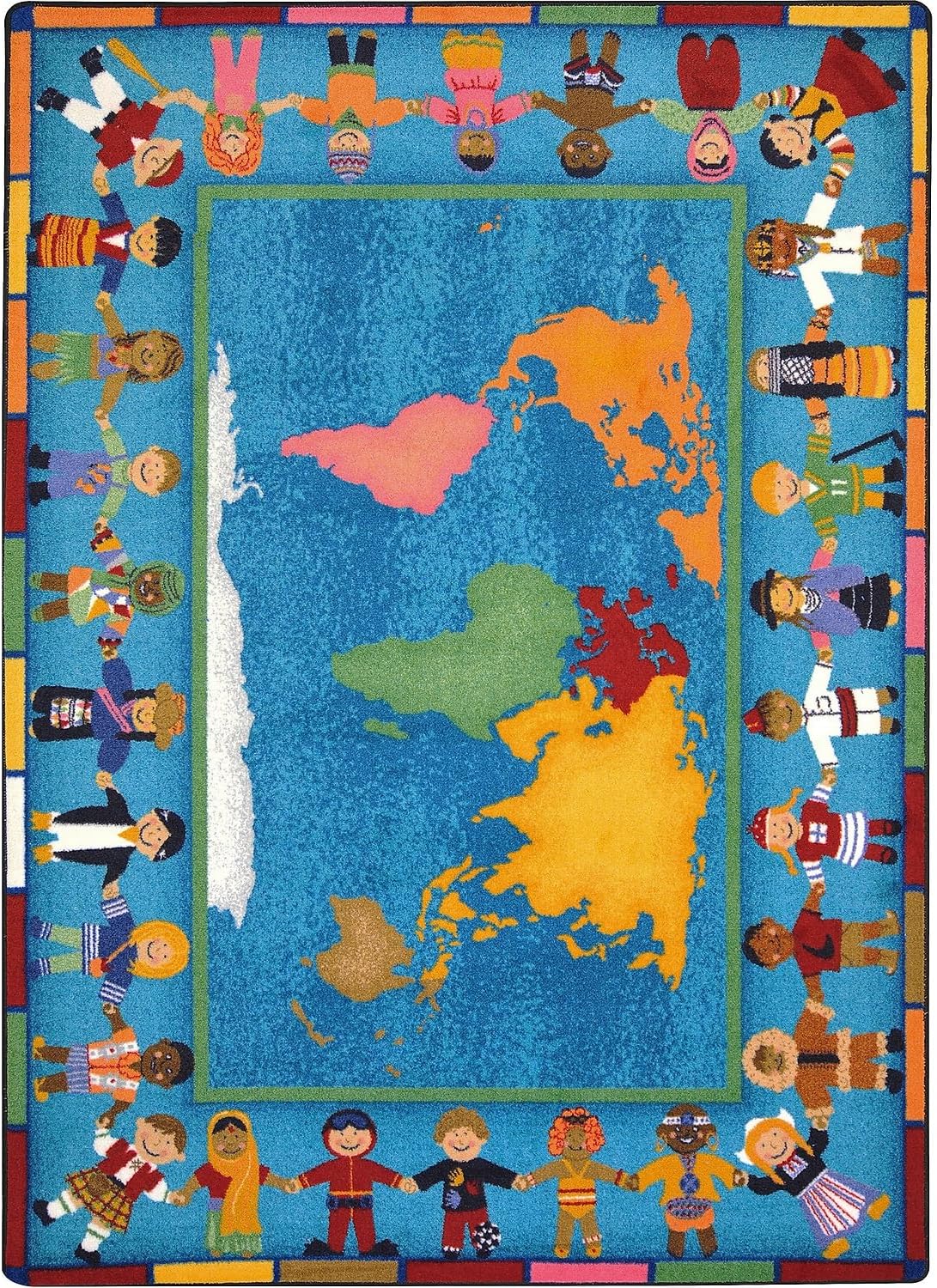 Joy Carpets Hands Around The World Area Rug in Color Multi, 5'4" x 7'8"