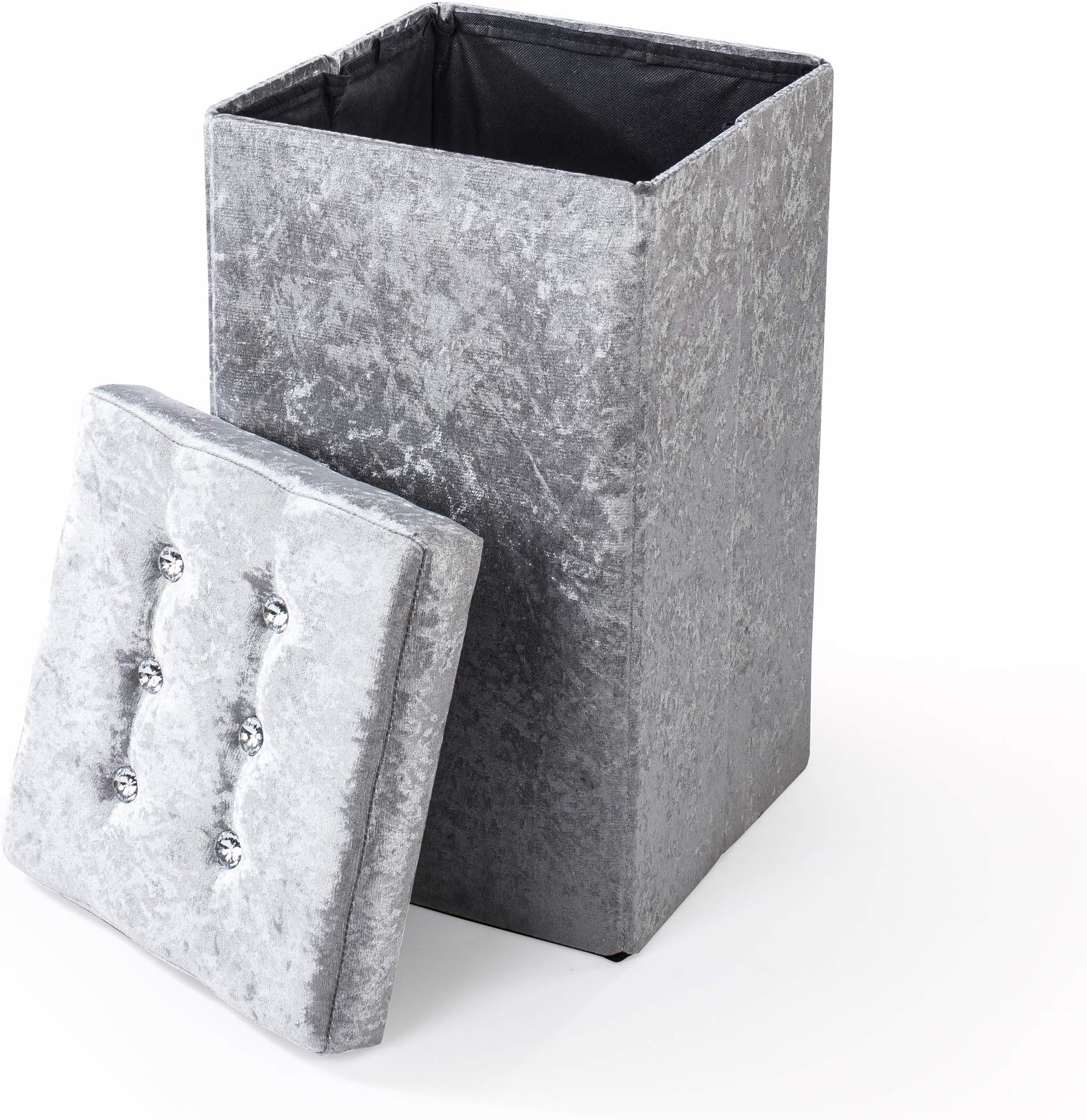 Large Laundry Basket With Lid - Storage Box - Crushed Velvet Storage Box/Strong Laundry Bin